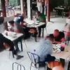Wild: Dude Sees His Opp At The Same Restaurant He's Eating At &amp; Starts Shooting!
